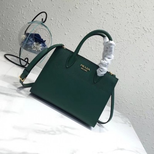Prada saffiano lux sac fourre-tout en cuir d'origine bn4458 vert