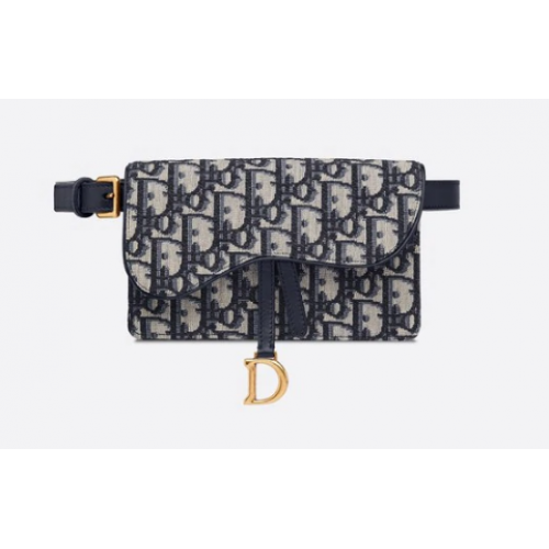 POCHETTE CEINTURE SADDLE Jacquard Dior Oblique Bleu S5619C