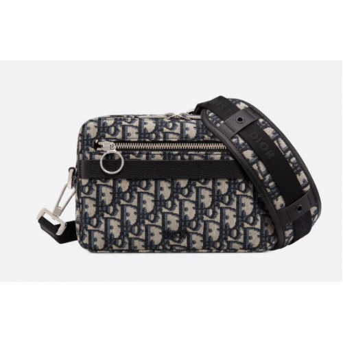 SAC SAFARI MESSENGER Veau Grainé Noir et Jacquard Dior Oblique 1SFPO101