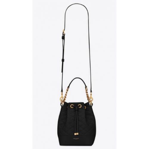 SAINT LAUREN EMMANUELLE PETIT SAC SEAU EN CUIR D'AGNEAU MATELASSÉ 6976401 noir