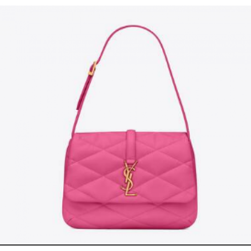 SAINT LAUREN SAC À BANDOULIÈRE LE 57 HOBO EN CUIR D'AGNEAU MATELASSÉ 698567 LIPSTICK FUCHSIA