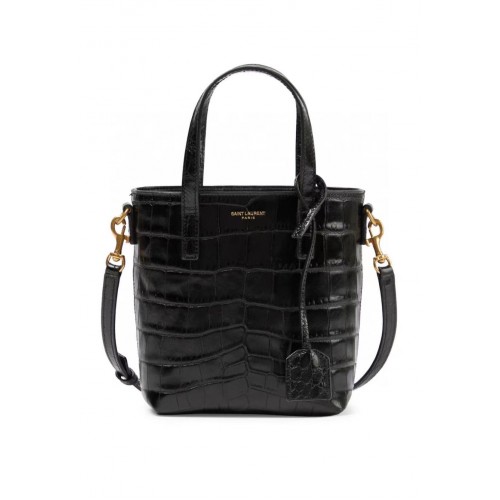 Sac bandoulière SAINT LAUREN EN CUIR EMBOSSÉ CROCODILE Y722366 noir