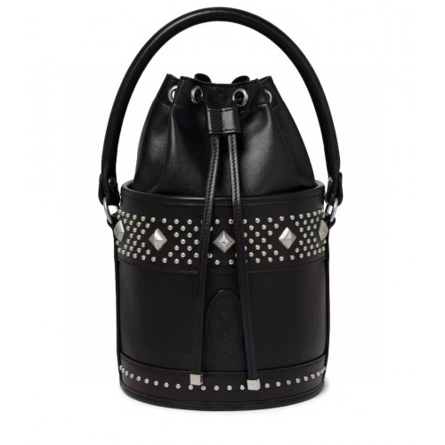 SAINT LAURENT LE MAILLON SAC SEAU CROCHET EN CUIR SOUPLE Y696333 noir