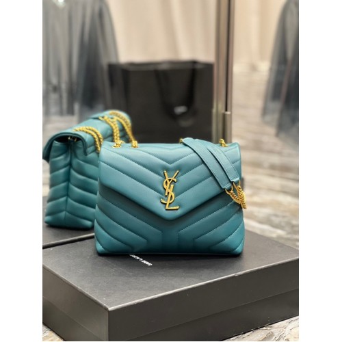 SAINT LAURENT LOULOU PETIT SAC CHAÎNE EN CUIR MATELASSÉ Y 494699 vert