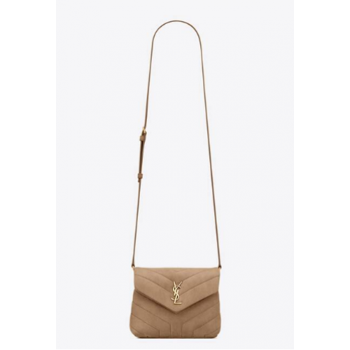 SAINT LAURENT LOULOU PETIT SAC CHAÎNE EN DAIM MATELASSÉ ET DAIM 4946991 TAUPE