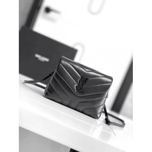 SAINT LAURENT LOULOU PETIT EN CUIR MATELASSE Y 467072 MATÉRIEL NOIR ET NICKEL OXYDÉ