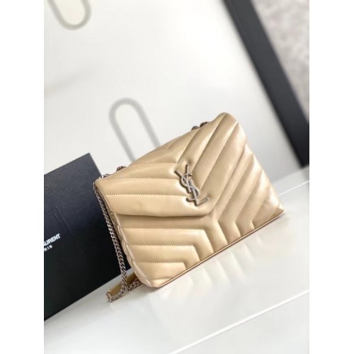 SAINT LAURENT LOULOU PETIT EN MATELASSE ET CUIR 494699 IVOIRE NATUREL&Argent ancien