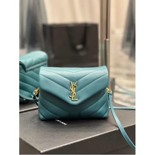 SAINT LAURENT SAC À BANDOULIÈRE LOULOU EN CUIR MATELASSÉ Y 678401 vert