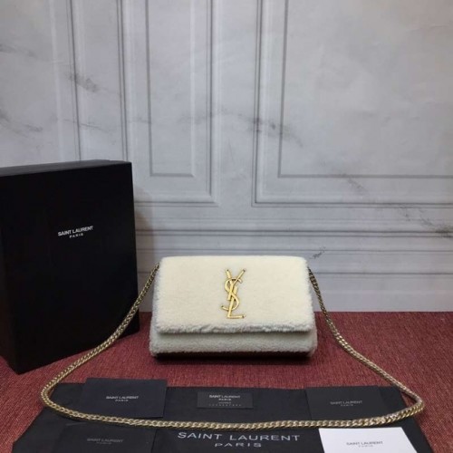 SAINT LAURENT Sac bandoulière matelassé en cuir d'agneau Y3709 blanc