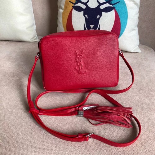 SAINT LAURENT Lou sac caméra en lin 97641 rouge