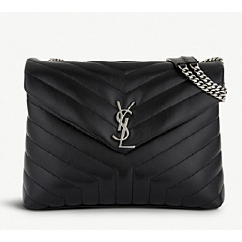 SAINT LAURENT Loulou Monogram sac bandoulière moyen en cuir matelassé 74558 noir