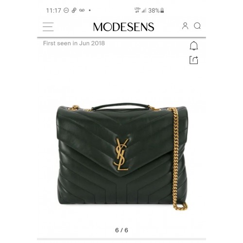 SAINT LAURENT Loulou Monogram sac bandoulière moyen en cuir matelassé 74558 vert noirâtre