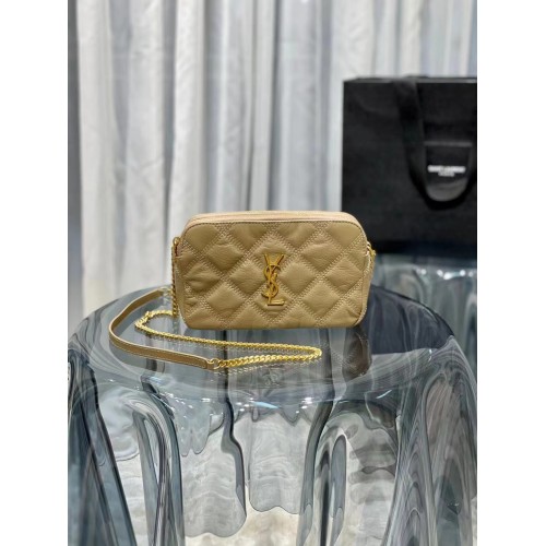 PORTEFEUILLE CHAÎNE MONOGRAMME SAINT LAURENT EN CUIR 655941 BEIGE