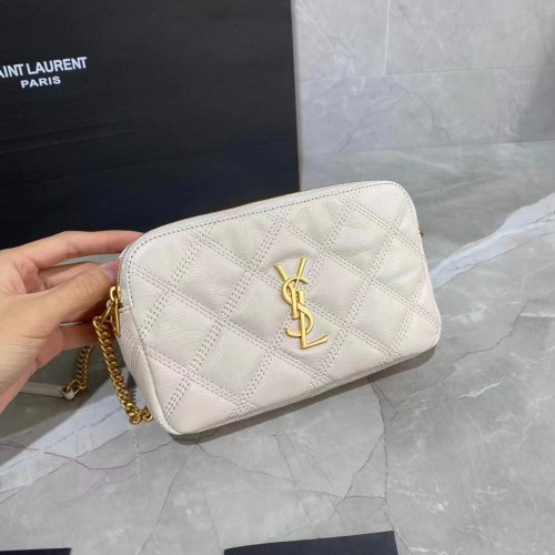 PORTEFEUILLE CHAÎNE MONOGRAMME SAINT LAURENT EN CUIR 655941 BLANC