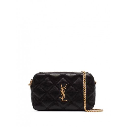 PORTEFEUILLE CHAÎNE MONOGRAMME SAINT LAURENT EN CUIR 655941 noir