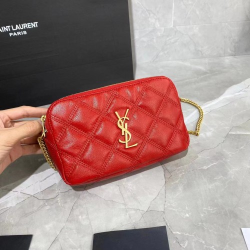 PORTEFEUILLE CHAÎNE MONOGRAMME SAINT LAURENT EN CUIR 655941 rouge