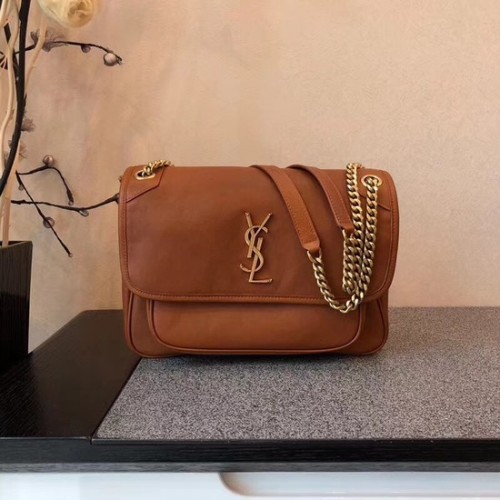 SAINT LAURENT Niki monogramme moyen sac à bandoulière en cuir 504865 Camel