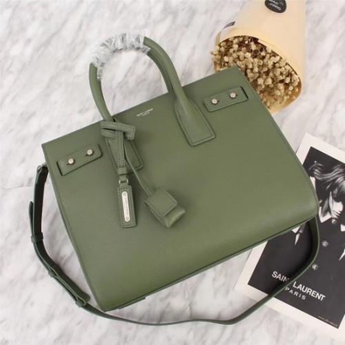 SAINT LAURENT Sac de Jour Slouch petit cuir grainé 5711 vert