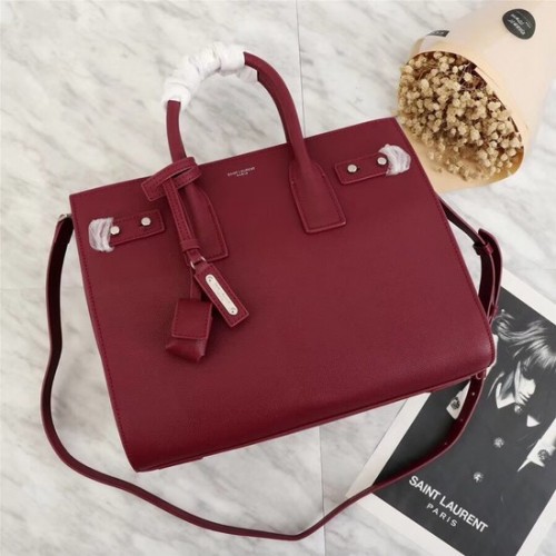SAINT LAURENT Sac de Jour Slouch petit cuir grainé 5711 rouge