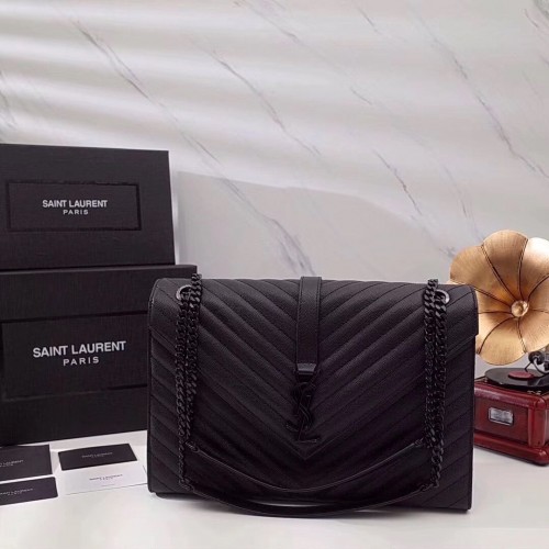 SAINT LAURENT sac à bandoulière en cuir 392745 matériel noir et noir
