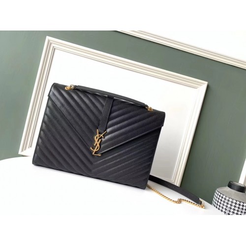 SAINT LAURENT sac à bandoulière en cuir 392745 matériel noir et doré