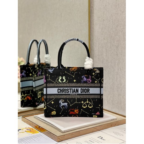 PETIT FOURRE-TOUT DIOR BOOK TOTE Noir Broderie Dior Pixel Zodiac Multicolore M1265ZRTY