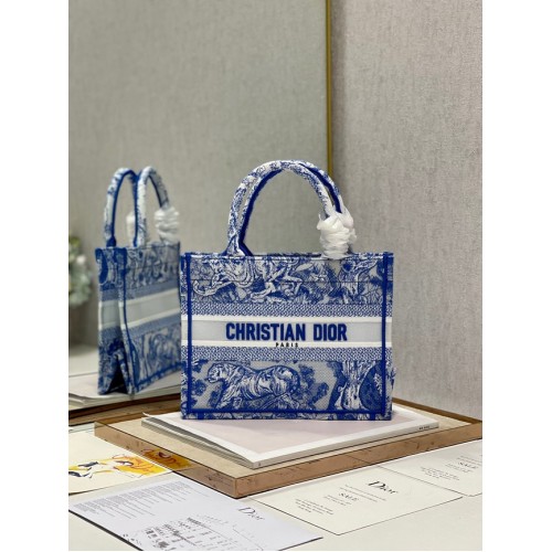 PETIT CABAS DIOR BOOK TOTE Bleu Toile de Jouy Broderie Inversée M1265ZRGO