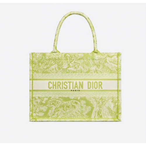 PETIT CABAS DIOR BOOK TOTE Citron vert Toile de Jouy Broderie inversée M1296ZR