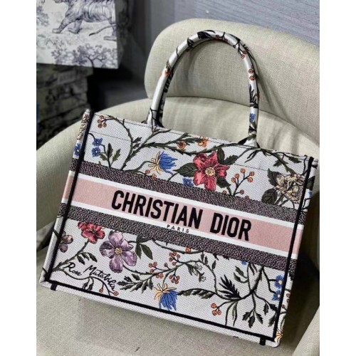 Moyen DIOR BOOK TOTE Broderie Mille Fleurs Multicolore M1296ZW