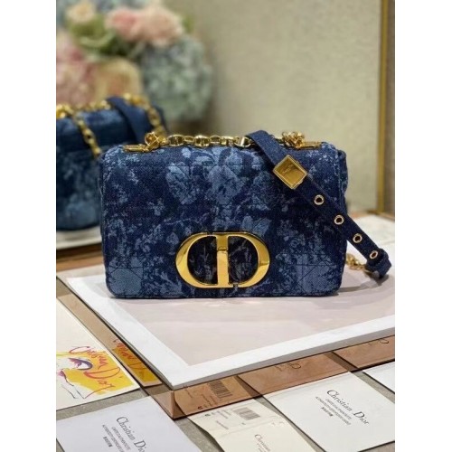 PETIT SAC DIOR CARO Bleu Dior Flowers Cannage Denim M9243UJ