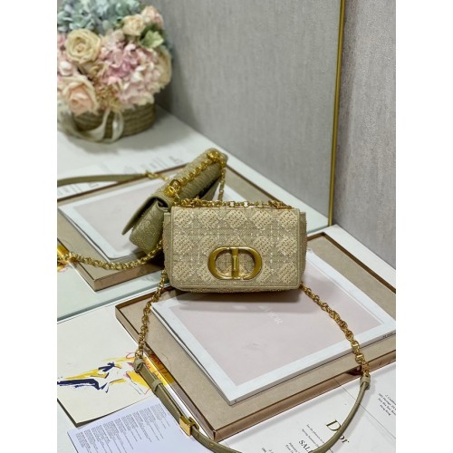 PETIT SAC DIOR CARO Broderie Tweed Macrocannage Marron M9241