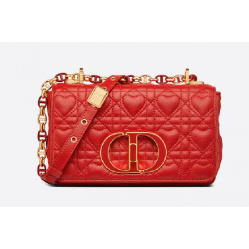 PETIT SAC DIORAMOUR DIOR CARO Cuir de veau Cannage avec motif coeur M9241WN ROUGE