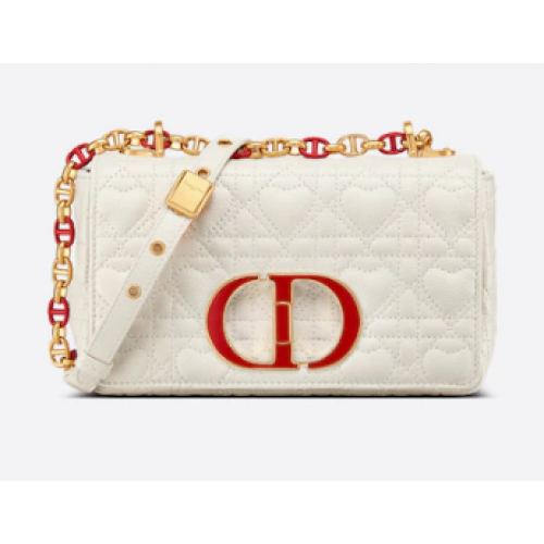 PETIT SAC DIORAMOUR DIOR CARO Veau Latte Cannage Motif Coeur M9241WN