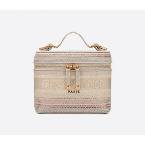 PETITE TROUSSE DE VANITY DIORTRAVEL Broderie Rayée Multicolore S5489C