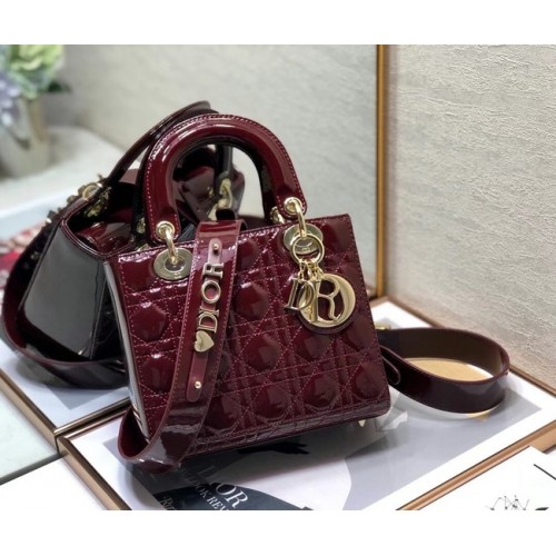 PETIT SAC FEMME DIOR Bordeaux Cuir de veau verni M0531 Bordeaux