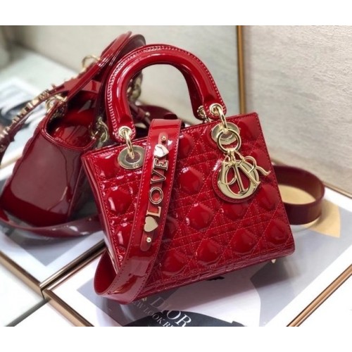 PETIT SAC FEMME DIOR Cuir de veau verni rouge M0531 Rouge