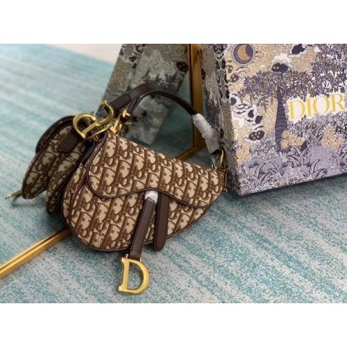 PETIT SAC SELLE Dior Oblique Brodé M1296ZW Marron