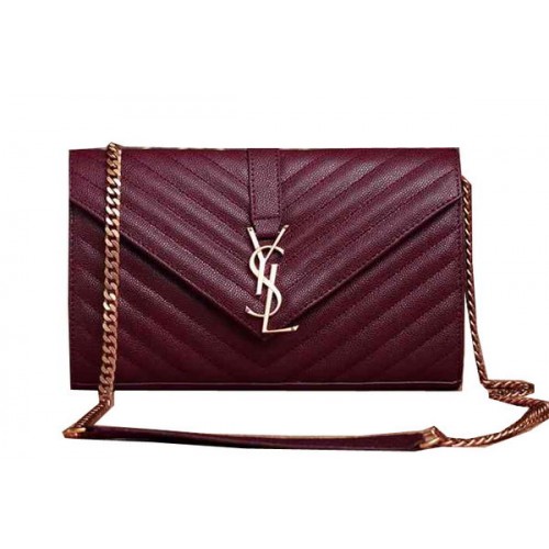 Saint Laurent Classic Monogramme Cannage Pattern Flap Bag Y5482 Burgundy