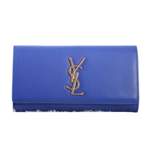 Saint Laurent Pochette Monogramme Classique Cuir d'Origine Y5486 Bleu