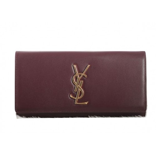 Saint Laurent Classic Monogramme Clutch Cuir d'origine Y5486 Bordeaux