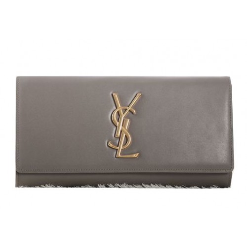 Saint Laurent Classic Monogramme Clutch Cuir d'origine Y5486 Kaki
