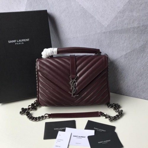 Saint Laurent Classic Monogramme Goat Original Sac à rabat en cuir Y392738 Bordeaux
