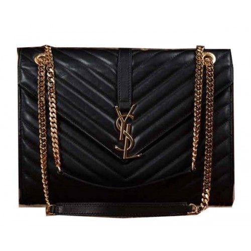 Saint Laurent Classic Monogramme Original Sac à rabat en cuir Y5480 Noir