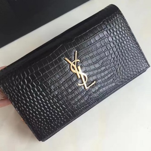 Saint Laurent mini sac à bandoulière en cuir Croco 360458 noir