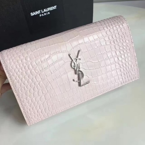 Saint Laurent mini sac à bandoulière en cuir Croco 360458 rose