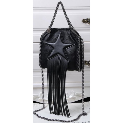 Stella McCartney Mini sac fourre-tout Falabella étoile à franges SM8855 Noir