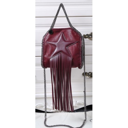 Stella McCartney Mini sac fourre-tout Falabella étoile à franges SM8855 Bordeaux