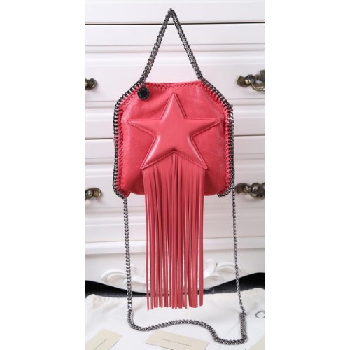 Stella McCartney Mini Sac Fourre-Tout Falabella Étoile à Franges SM8855 Rouge Clair
