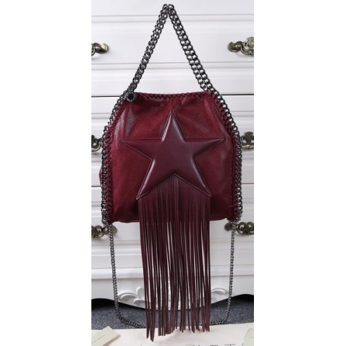 Stella McCartney Mini sac fourre-tout Falabella étoile à franges SM8865 Bordeaux