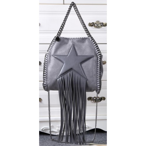 Stella McCartney Mini sac fourre-tout Falabella Star à franges SM8865 Gris foncé